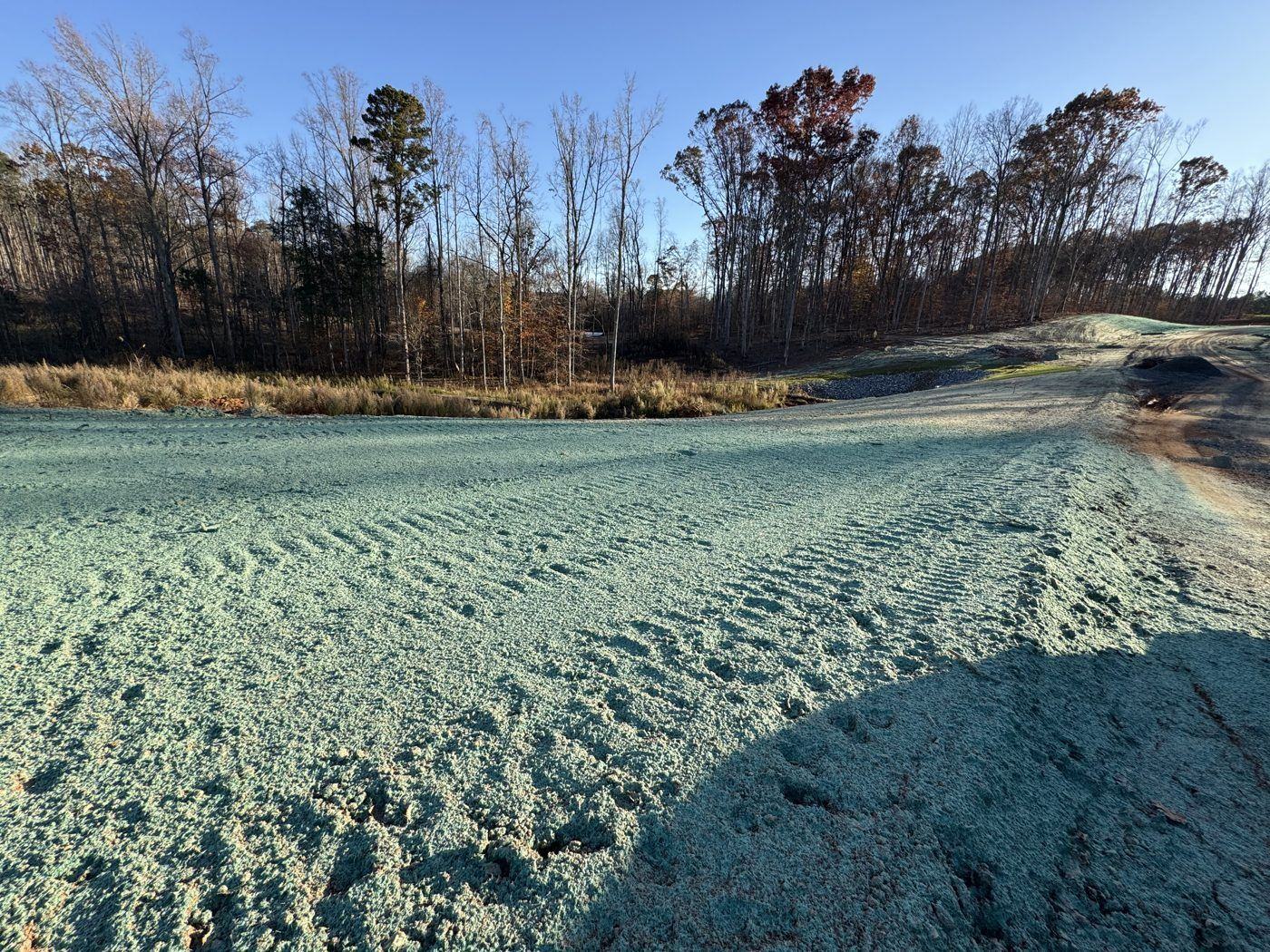 Stabilized construction site with green cover after hydroseeding