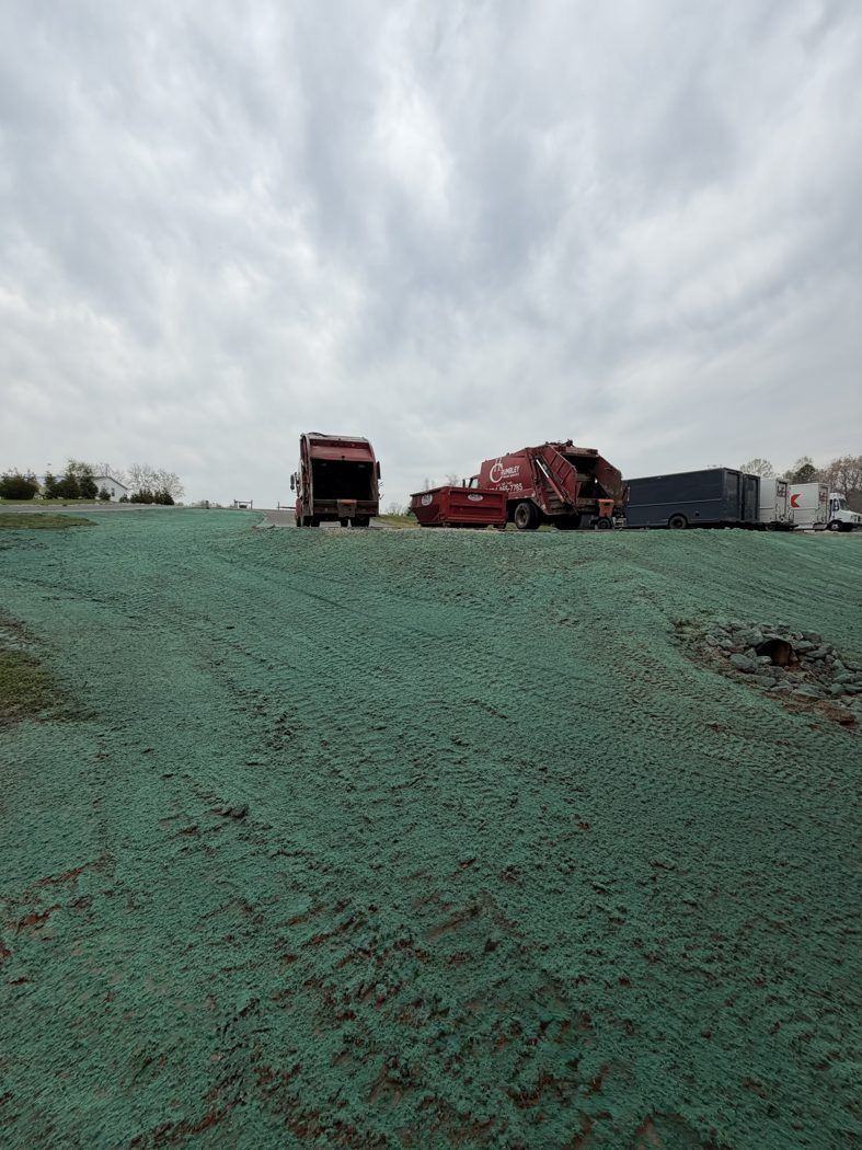 Commercial fleet yard hydroseeded hillside
