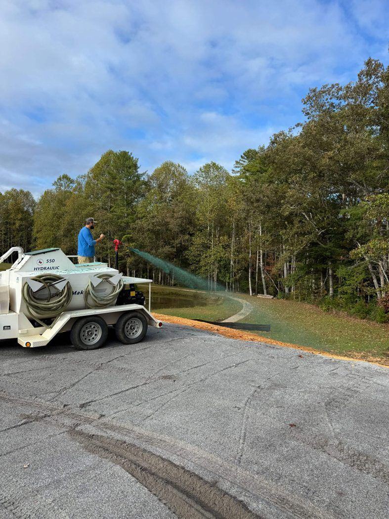 TerraSeed hydroseeder truck on a commercial site