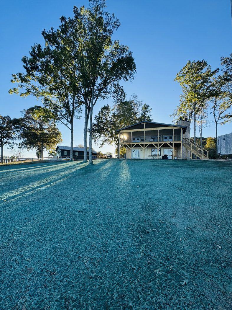Lake Norman lakefront home with winter hydroseed application